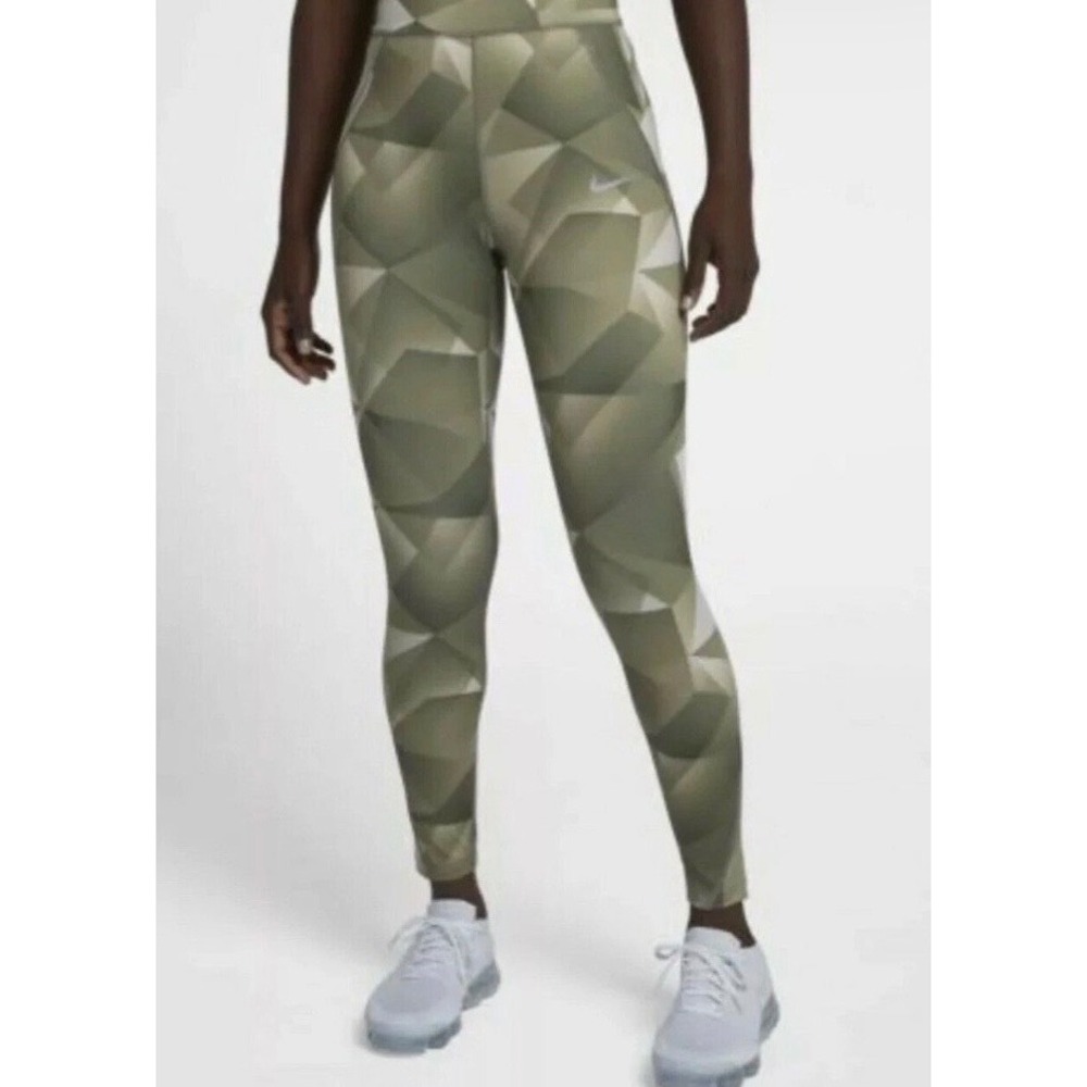 Nike Dri-FIT Geometric Prism Print Leggings Olive Green 931973-395 Small
